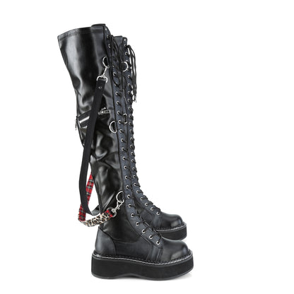 2" PF STR Over-the-Knee Lace-Up Boots, Side Zip (Demonia EMI377/BVL)