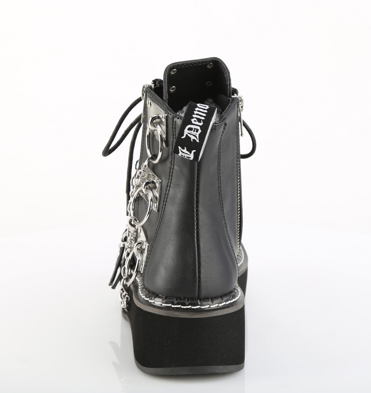 2" Platform Lace-Up Ankle Boot, Outer Metal Zipper (Demonia EMI57/BVL)