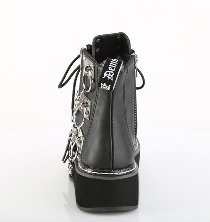 2" Platform Lace-Up Ankle Boot, Outer Metal Zipper (Demonia EMI57/BVL)