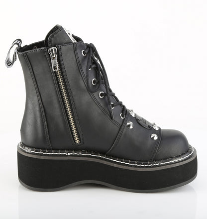 2" Platform Lace-Up Ankle Boot, Outer Metal Zipper (Demonia EMI57/BVL)
