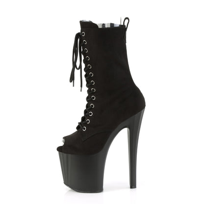 *8" Heel, 3 3/4" PF Peep Toe Ankle Boot, Side Zip (Pleaser ENC1041FS/BFS/M)