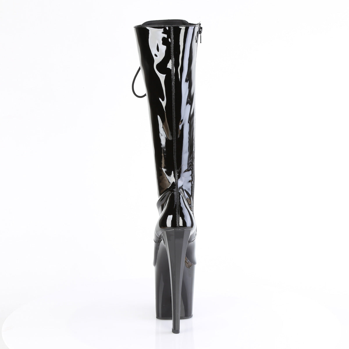 8" Heel, 3 3/4" PF Lace Up Knee High Boot, Side Zip (Pleaser ENC2023/B/M)