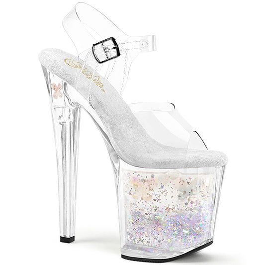 8" Heel, 3 3/4" PF Ankle Strap Sandal (Pleaser ENC708AQUA-02/C/C-S)