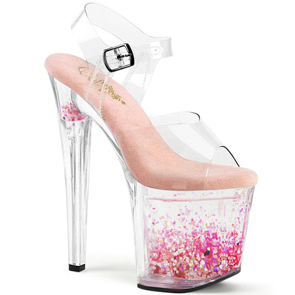 8" Heel, 3 3/4" PF Ankle Strap Sandal (Pleaser ENC708AQUA-03/C/C-BP)