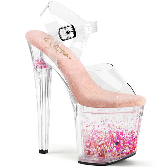 8" Heel, 3 3/4" PF Ankle Strap Sandal (Pleaser ENC708AQUA-03/C/C-BP)