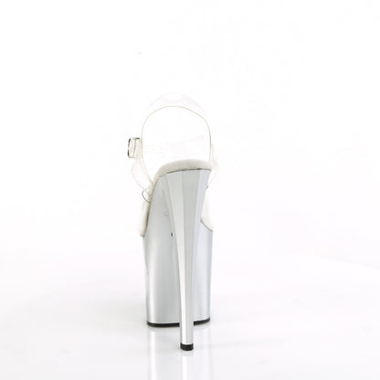 *8" Heel, 3 3/4" PF LED Illuminated Ankle Strap Sandal (Pleaser ENC708LT-C/C/B-SG)