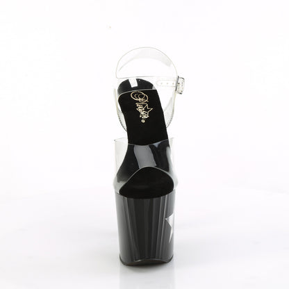 *8" Heel, 3 3/4" PF LED Illuminated Ankle Strap Sandal (Pleaser ENC708LT-STAR/C/B-SG)