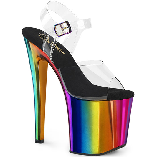 *8" Heel, 3 3/4" PF Ankle Strap Sandal (Pleaser ENC708RC/C/RBOWCH)