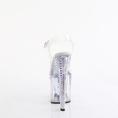8" Heel, 3 3/4" PF Rhinestone Studded Ankle Strap Sandal (Pleaser ENC708RS-02/C/C-ABRS)