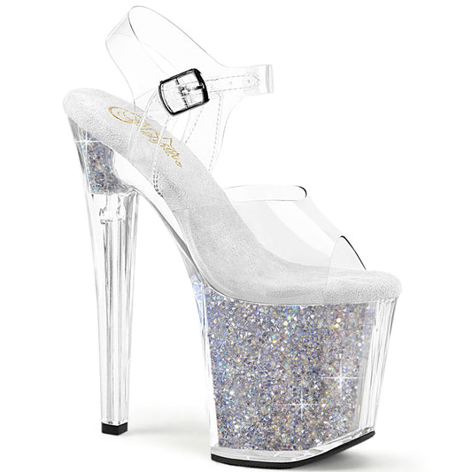 8" Heel, 3 3/4" PF Ankle Strap Sandal w/RS Inserts (Pleaser ENC708RSI/C/C-SRS)