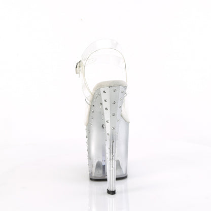 8" Heel, 3 3/4" PF LED Illuminated Ankle Strap Sandal w/RS (Pleaser ENC708T-LT/C/C-S)