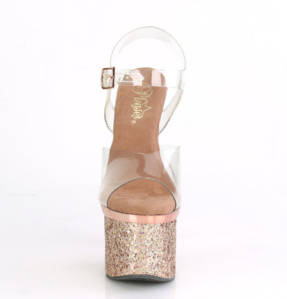 7" Heel, 3" PF Ankle Strap Sandal (Pleaser ESTM708CHLG/C/RGCH)