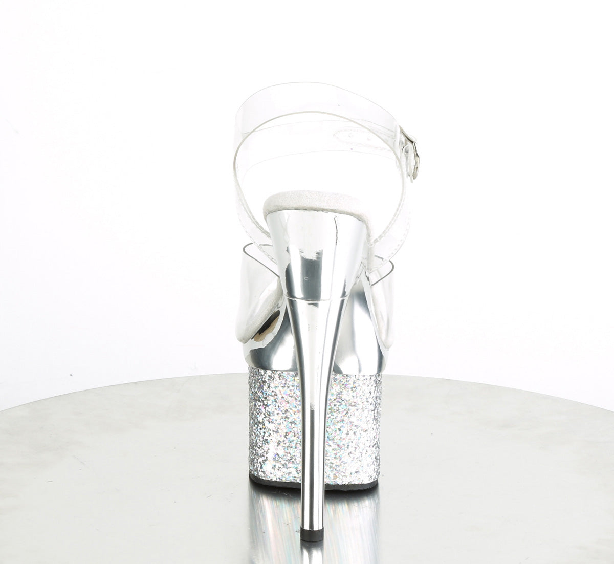 7" Heel, 3" PF Ankle Strap Sandal (Pleaser ESTM708CHLG/C/RGCH)