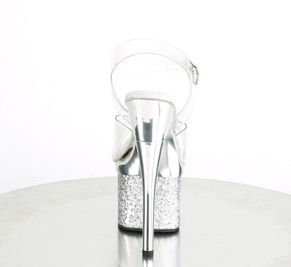 7" Heel, 3" PF Ankle Strap Sandal (Pleaser ESTM708CHLG/C/RGCH)