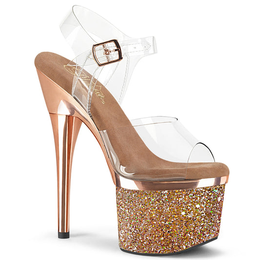 7" Heel, 3" PF Ankle Strap Sandal (Pleaser ESTM708CHLG/C/RGCH)