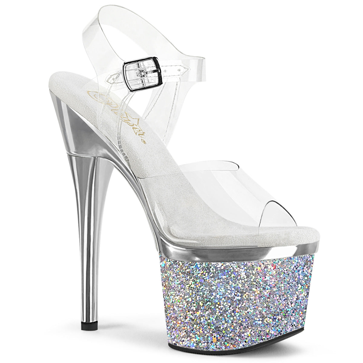 7" Heel, 3" PF Ankle Strap Sandal (Pleaser ESTM708CHLG/C/RGCH)