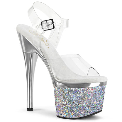 7" Heel, 3" PF Ankle Strap Sandal (Pleaser ESTM708CHLG/C/RGCH)