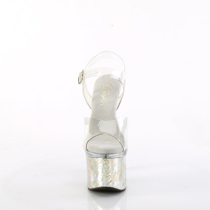 7" Heel, 3" PF Ankle Strap Sandal (Pleaser ESTM708CK/C/C-SHG)