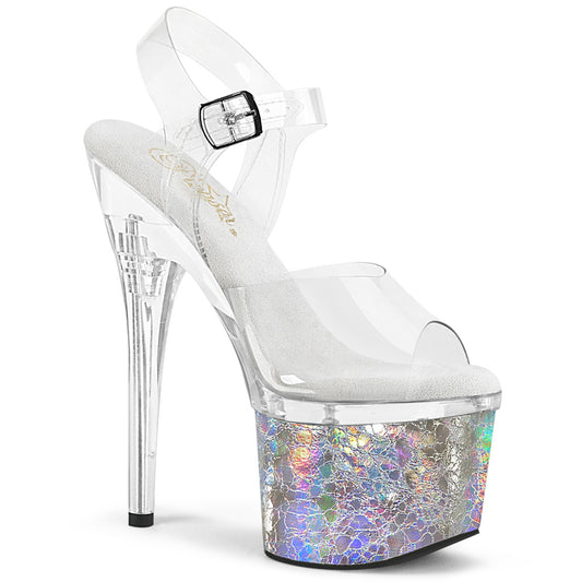 7" Heel, 3" PF Ankle Strap Sandal (Pleaser ESTM708CK/C/C-SHG)