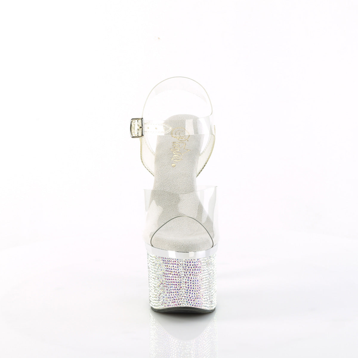 7" Heel, 3" PF Ankle Strap Sandal w/RS (Pleaser ESTM708DM/C/C-SRS)