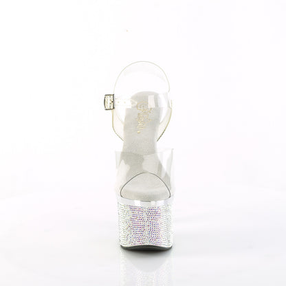 7" Heel, 3" PF Ankle Strap Sandal w/RS (Pleaser ESTM708DM/C/C-SRS)