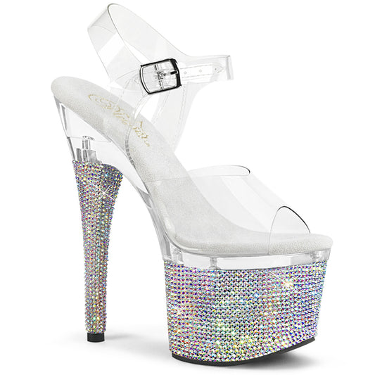 7" Heel, 3" PF Ankle Strap Sandal w/RS (Pleaser ESTM708DM/C/C-SRS)
