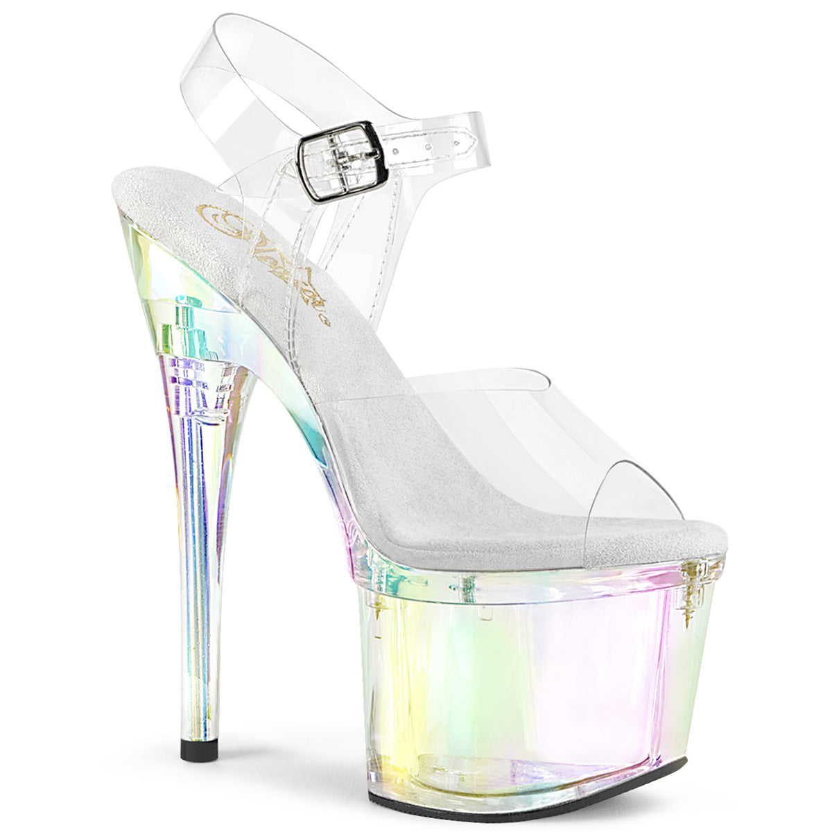 *7" Heel, 3" PF Ankle Strap Sandal (Pleaser ESTM708RBP/C/CHG)