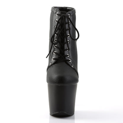 7" Heel, 3 1/4" PF Lace Up Ankle Bootie (Pleaser FEA700-28/BPU/M)