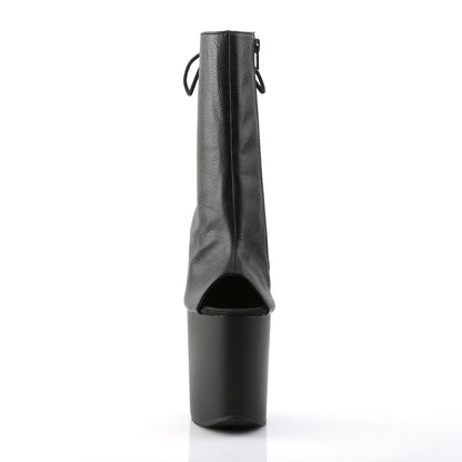 8" Heel, 4" PF Open Toe/Heel Ankle Boot, Side Zip (Pleaser FLAM1018/B/M)