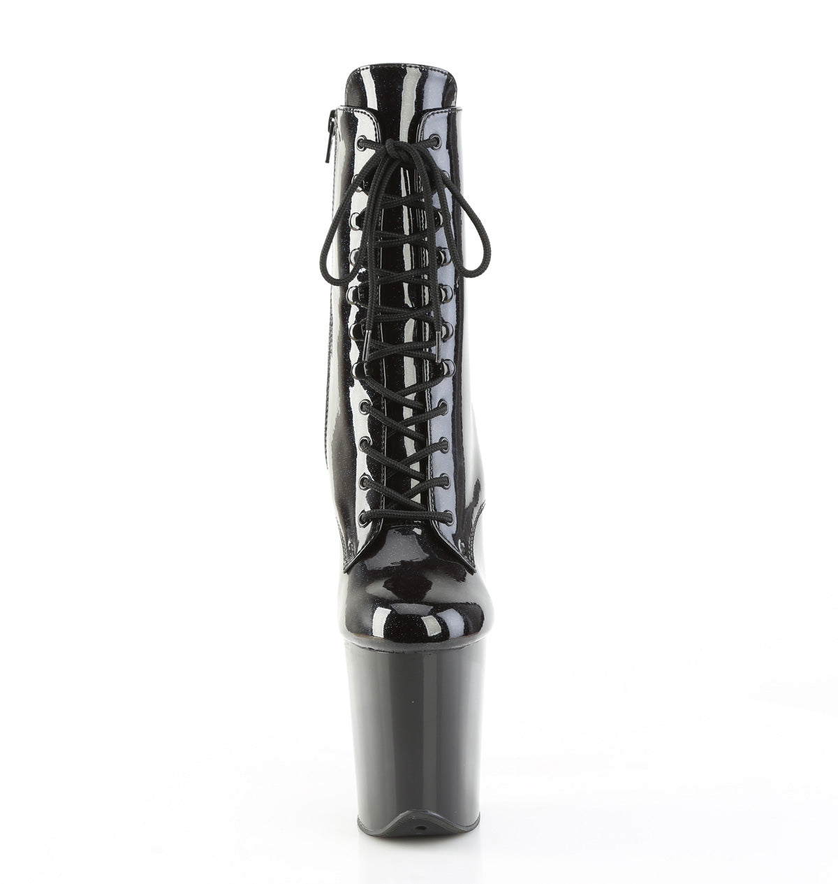 8" Heel, 4" PF Lace-Up Front Ankle Boot, Side Zip (Pleaser FLAM1020BLG/B-BLG/M)