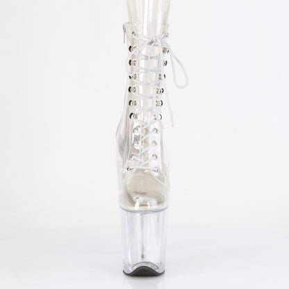 *8" Heel, 4" PF Lace-Up Front Ankle Boot , Side Zip (Pleaser FLAM1020C/C/M)