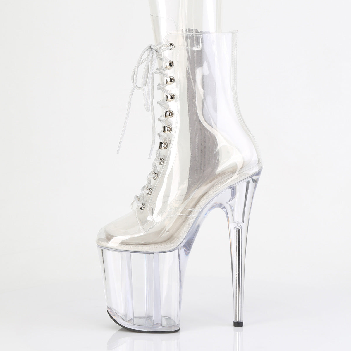 *8" Heel, 4" PF Lace-Up Front Ankle Boot , Side Zip (Pleaser FLAM1020C/C/M)