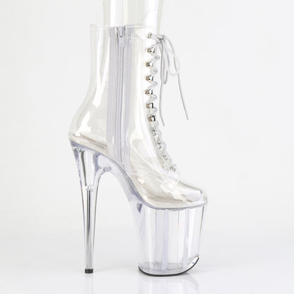 *8" Heel, 4" PF Lace-Up Front Ankle Boot , Side Zip (Pleaser FLAM1020C/C/M)