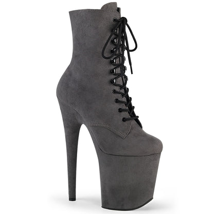 8" Heel, 4" PF Lace-Up Ankle Boot, Side Zip (Pleaser FLAM1020FS/BEFS/M)