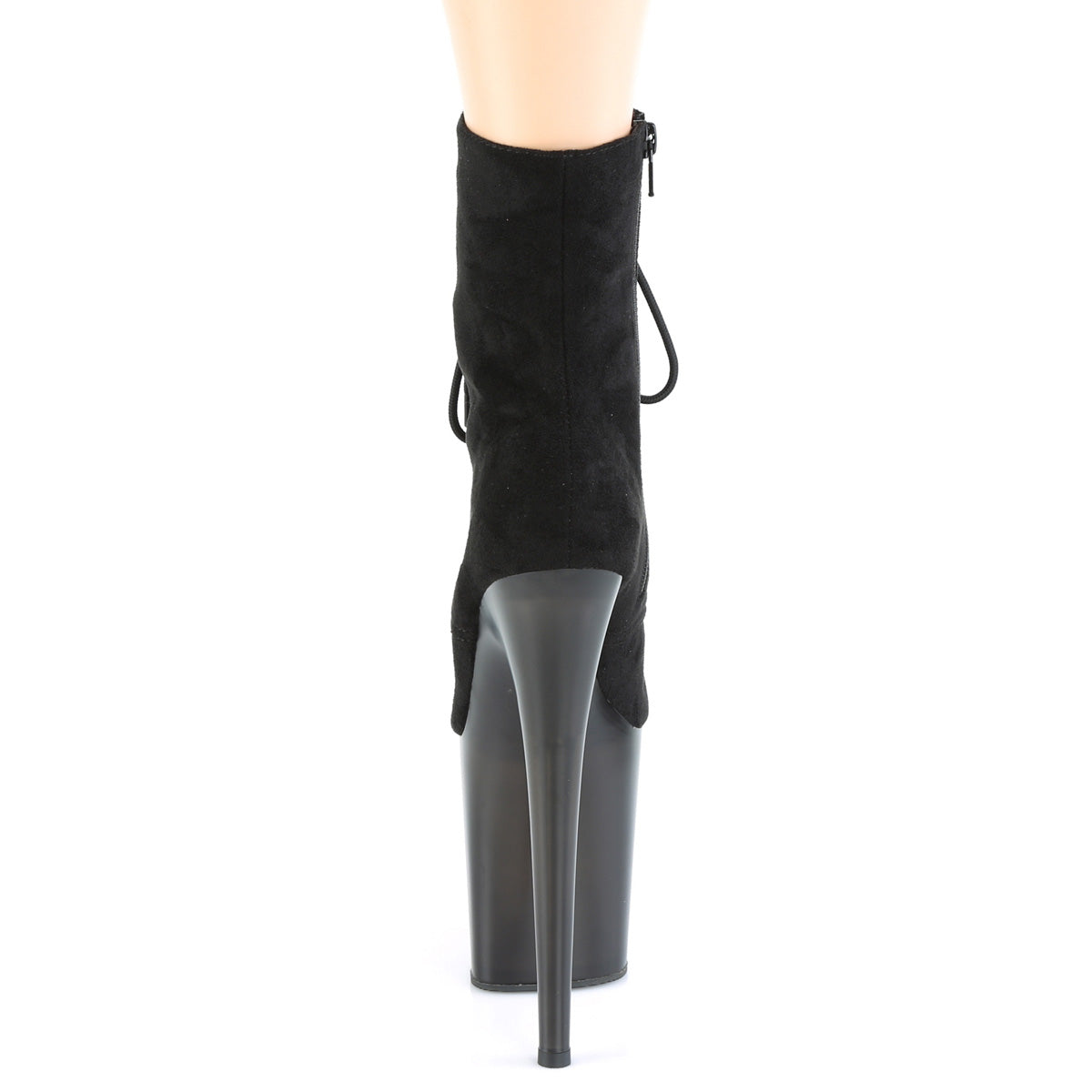 *8" Heel, 4" Tinted PF Lace-Up Front Ankle Boot, Side Zip (Pleaser FLAM1020FST/BFS/B)