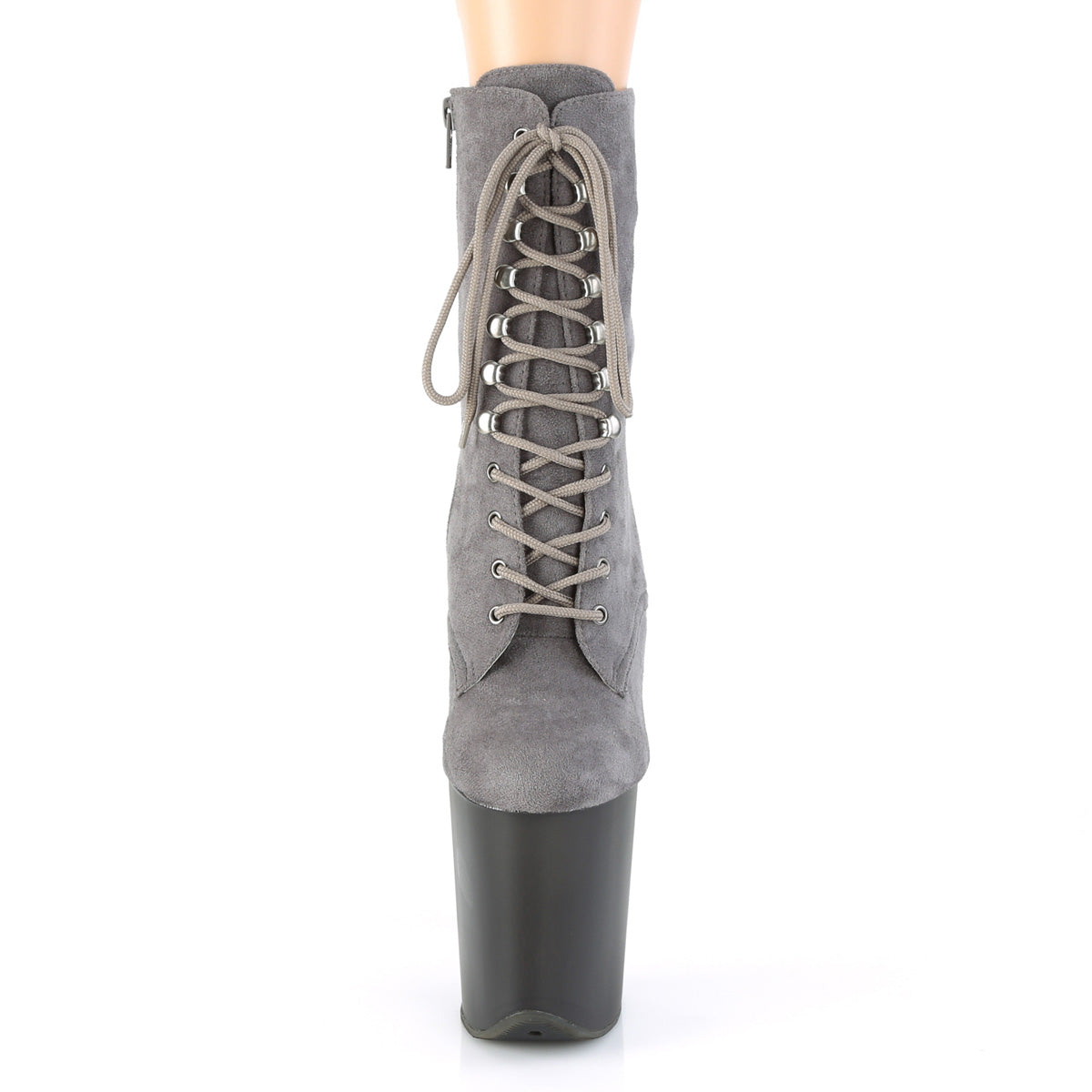 *8" Heel, 4" Tinted PF Lace-Up Front Ankle Boot, Side Zip (Pleaser FLAM1020FST/BFS/B)