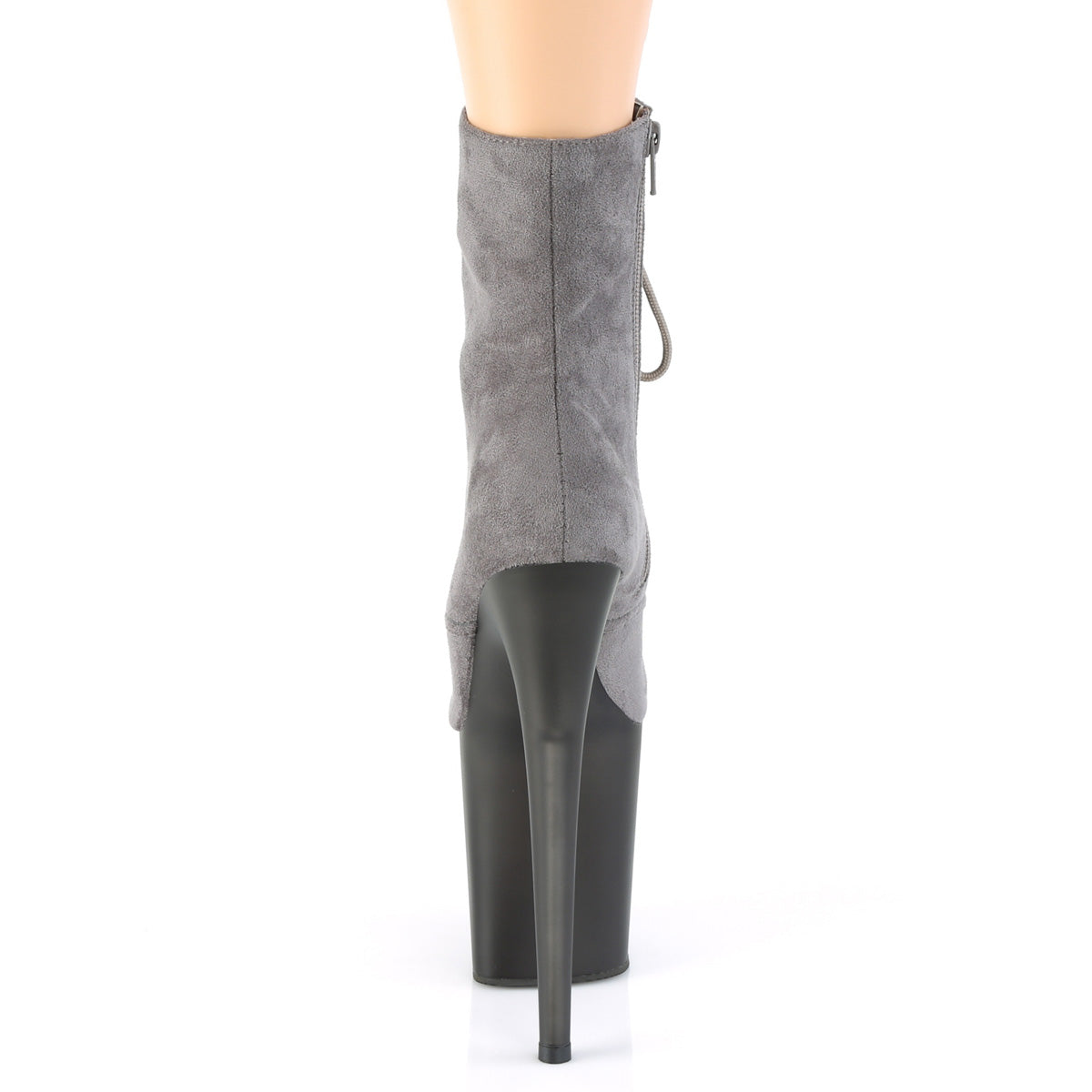 *8" Heel, 4" Tinted PF Lace-Up Front Ankle Boot, Side Zip (Pleaser FLAM1020FST/BFS/B)