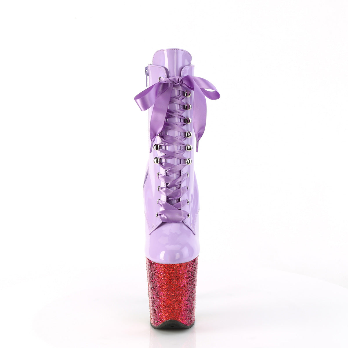 *8" Heel, 4" PF Lace-Up Front Ankle Boot, Side Zip (Pleaser FLAM1020HG/BHG/RBG)