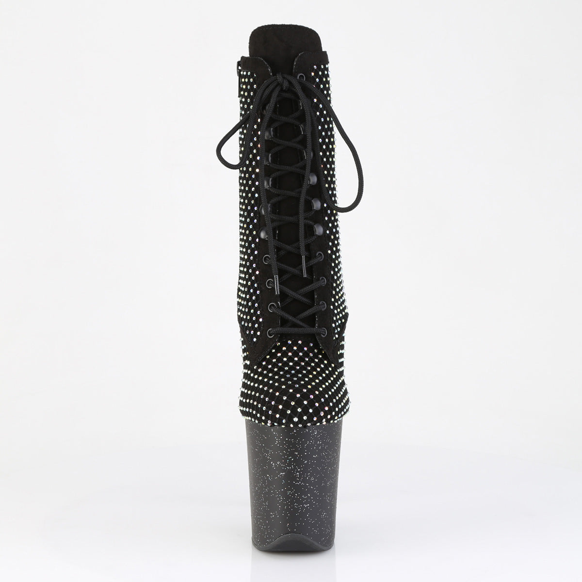 *8" Heel, 4" PF Lace-Up RS Mesh Ankle Boot, Side Zip (Pleaser FLAM1020RM/BFS-RS/M)