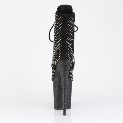 *8" Heel, 4" PF Lace-Up RS Mesh Ankle Boot, Side Zip (Pleaser FLAM1020RM/BFS-RS/M)