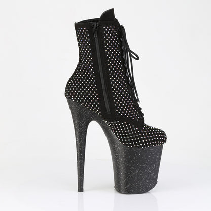 *8" Heel, 4" PF Lace-Up RS Mesh Ankle Boot, Side Zip (Pleaser FLAM1020RM/BFS-RS/M)