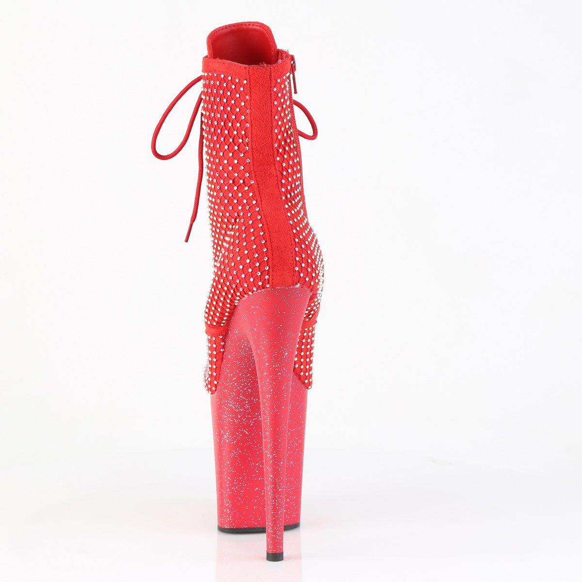 *8" Heel, 4" PF Lace-Up RS Mesh Ankle Boot, Side Zip (Pleaser FLAM1020RM/BFS-RS/M)