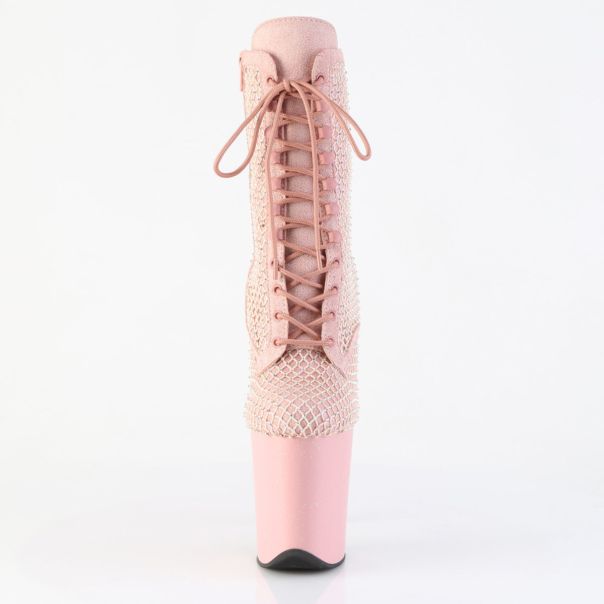 *8" Heel, 4" PF Lace-Up RS Mesh Ankle Boot, Side Zip (Pleaser FLAM1020RM/BFS-RS/M)