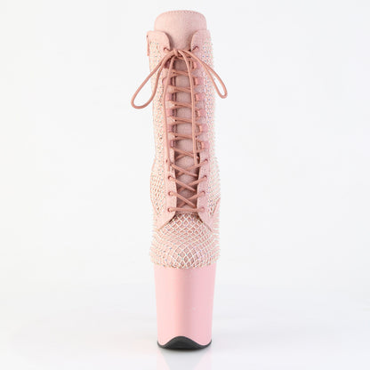 *8" Heel, 4" PF Lace-Up RS Mesh Ankle Boot, Side Zip (Pleaser FLAM1020RM/BFS-RS/M)