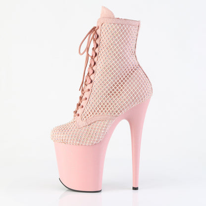 *8" Heel, 4" PF Lace-Up RS Mesh Ankle Boot, Side Zip (Pleaser FLAM1020RM/BFS-RS/M)