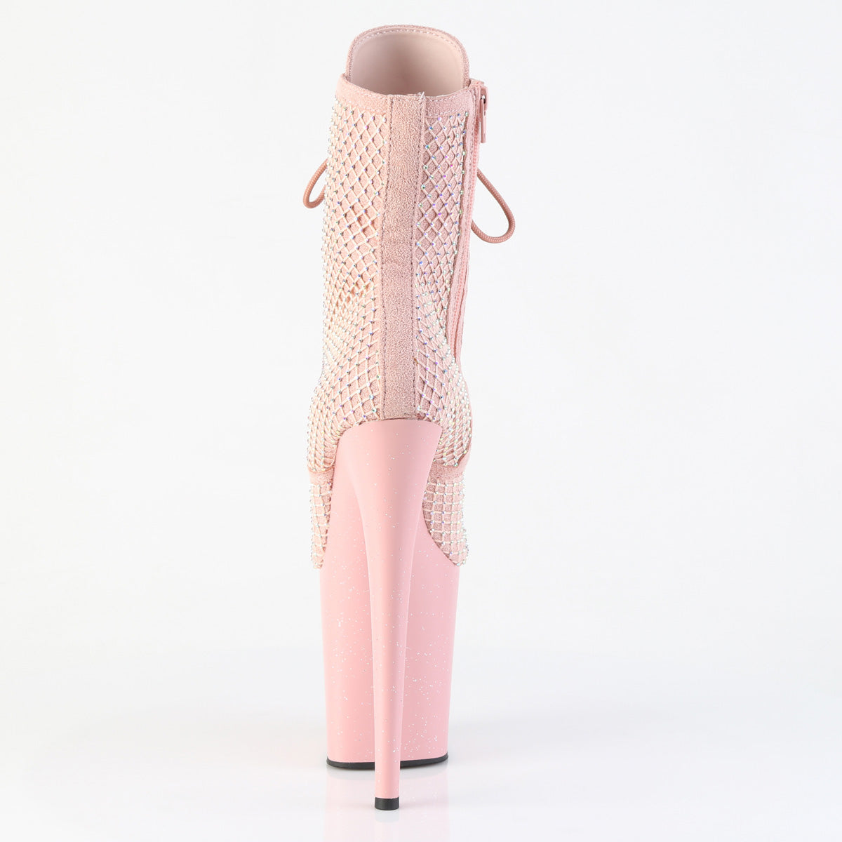*8" Heel, 4" PF Lace-Up RS Mesh Ankle Boot, Side Zip (Pleaser FLAM1020RM/BFS-RS/M)