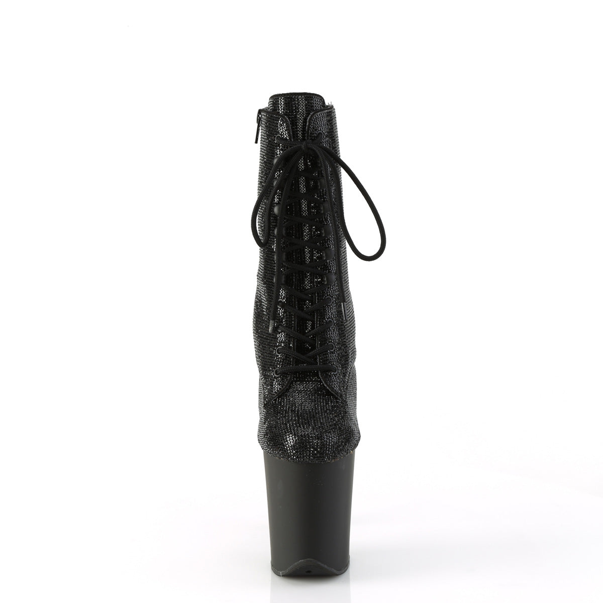 *8" Heel, 4" PF Lace-Up RS Embellished Ankle Boot, Side Zip (Pleaser FLAM1020RS/BRS/M)
