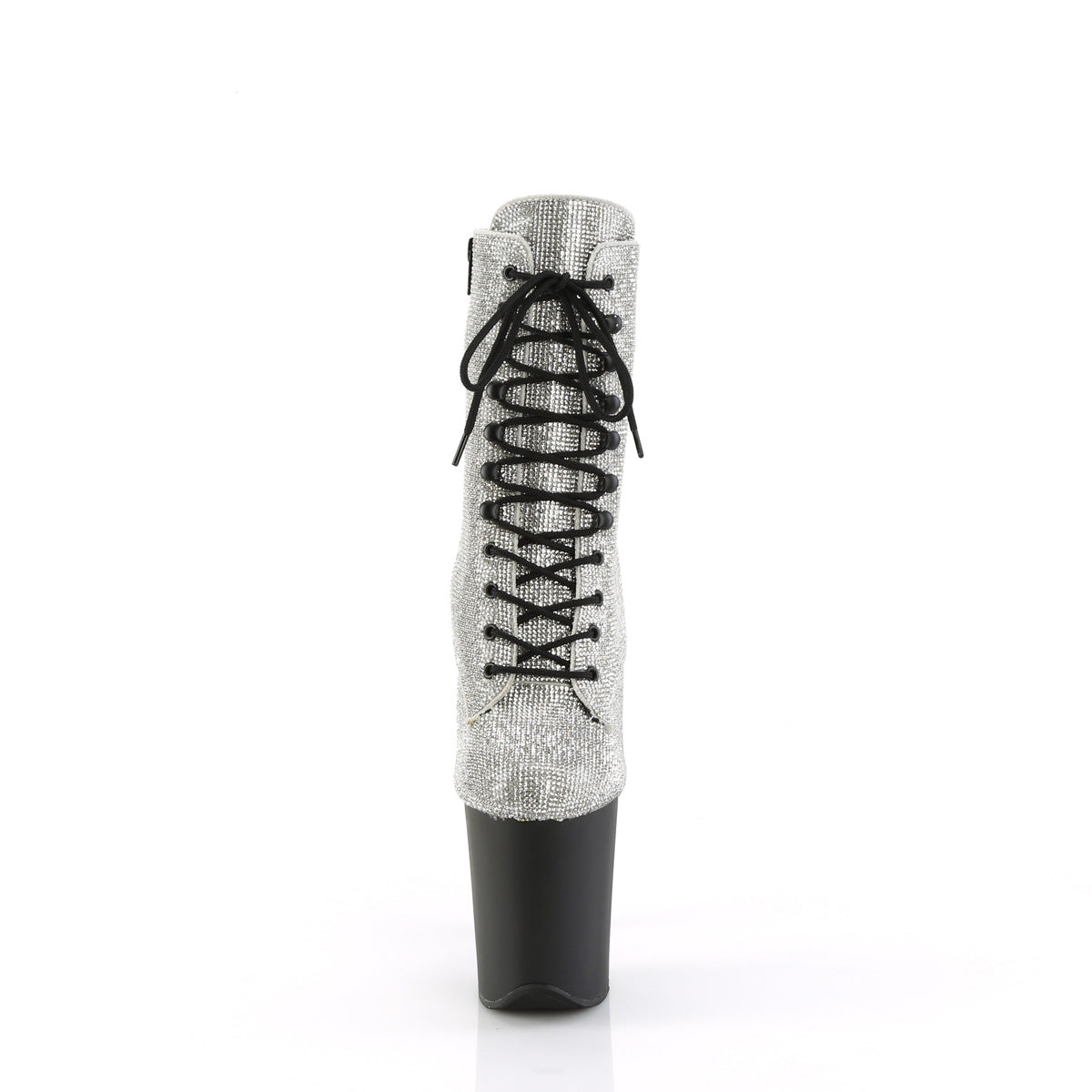 *8" Heel, 4" PF Lace-Up RS Embellished Ankle Boot, Side Zip (Pleaser FLAM1020RS/BRS/M)