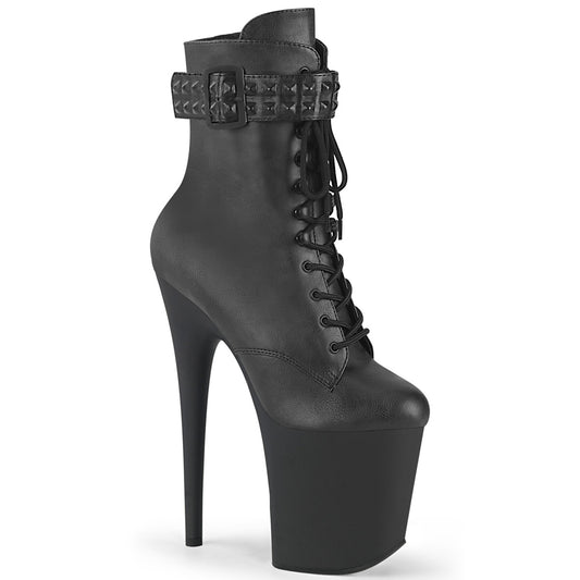 *8" Heel, 4" PF Lace-Up Front Ankle Boot, Side Zip (Pleaser FLAM1020STR/BPU/M)