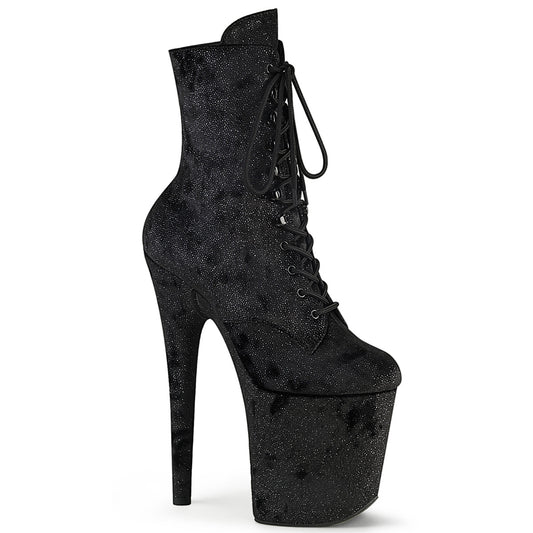 8" Heel, 4" PF Lace-Up Front Ankle Boot, Side Zip (Pleaser FLAM1020WR/BFA/M)